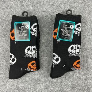 2‎ New NIGHTMARE BEFORE CHRISTMAS Men's JACK SKELLINGTON Socks size 4-10